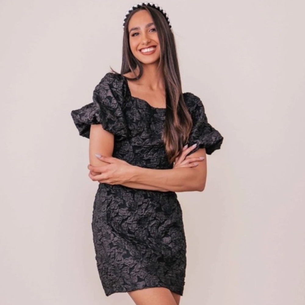 JessaKae Black Brocade Valerie Dress Mini Size XS